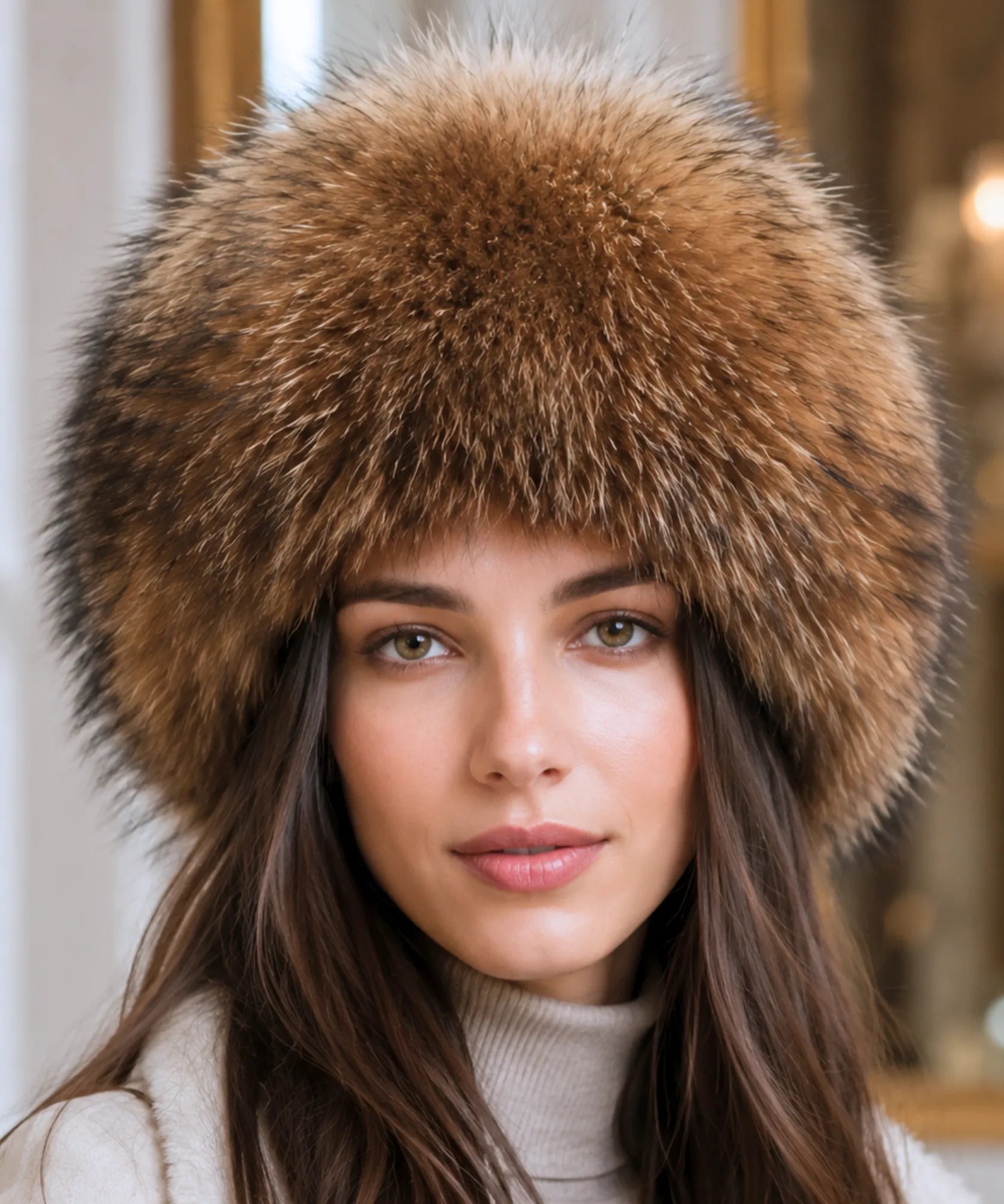 Comprar chapéu de couro feminino com pele sintética estilo russo quente para inverno barata em promoção Anellimn