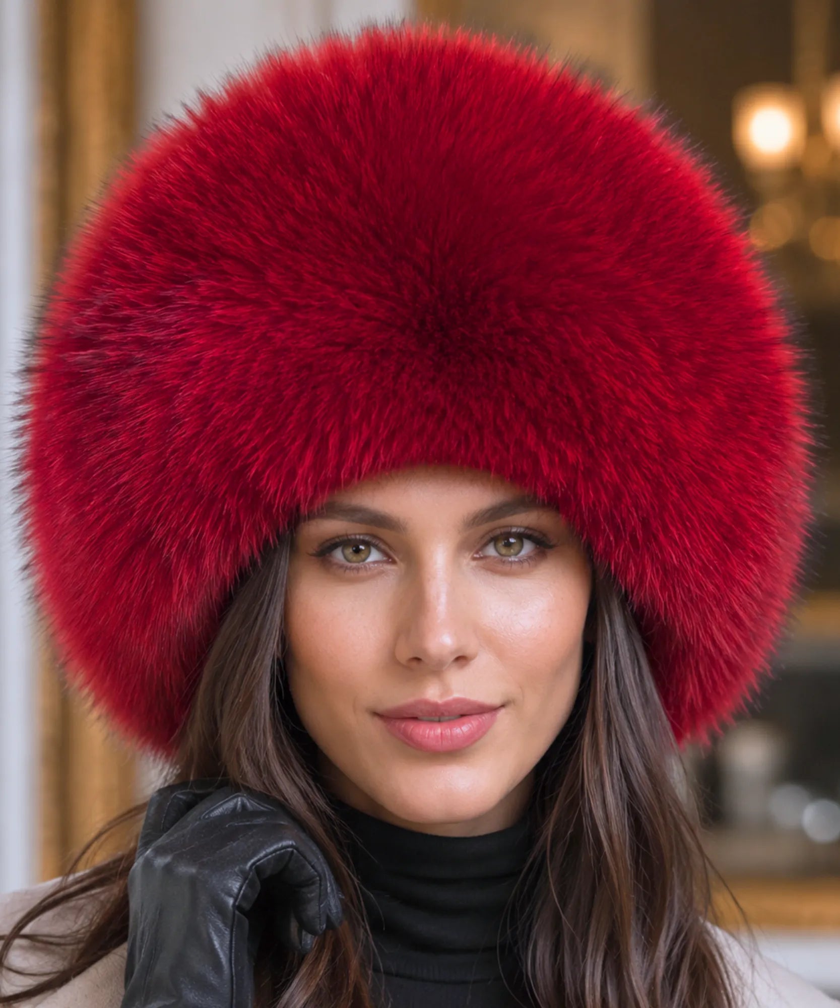 Comprar chapéu de couro feminino com pele sintética estilo russo quente para inverno barata em promoção Anellimn