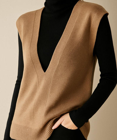 Colete Feminino Gola V Tricot Básico Elegante | Nah