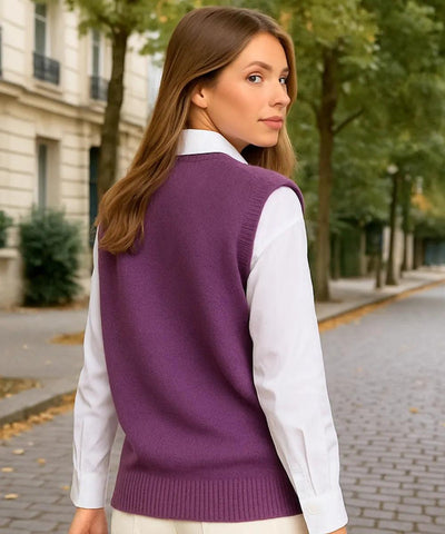 Colete Feminino Gola V Tricot Básico Elegante | Nah