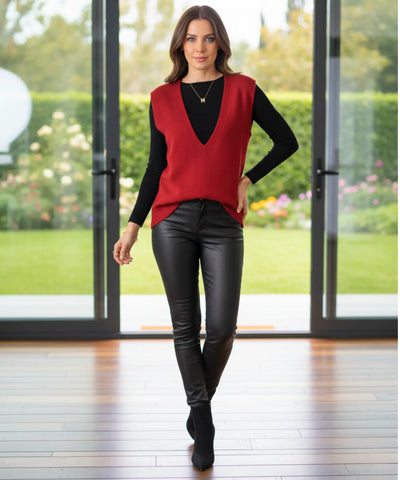 Colete Feminino Tricot Decote V Oversized Elegante | Nah
