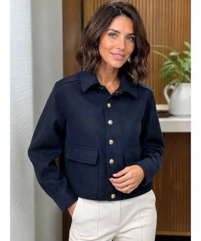 Comprar Jaqueta Feminina Alfaiataria Bouclê Botões Dourados Elegante Versátil Trabalho Social barato ANELLIMN