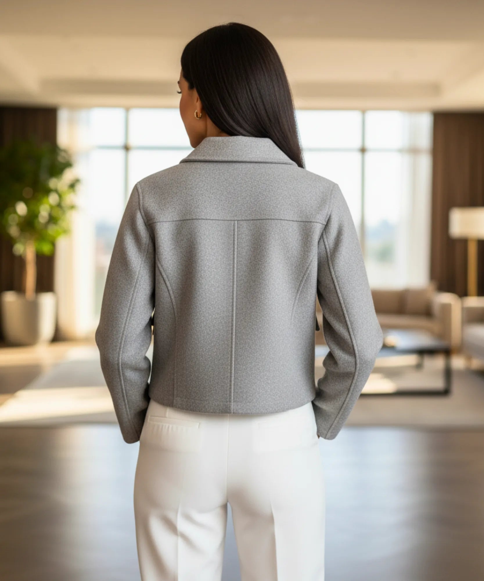 Comprar Jaqueta Feminina Alfaiataria Bouclê Botões Dourados Elegante Versátil Trabalho Social barato ZARA
