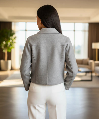 Comprar Jaqueta Feminina Alfaiataria Bouclê Botões Dourados Elegante Versátil Trabalho Social barato ZARA
