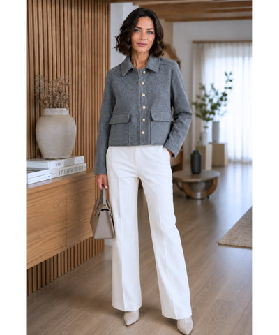 Comprar Jaqueta Feminina Alfaiataria Bouclê Botões Dourados Elegante Versátil Trabalho Social barato ANELLIMN