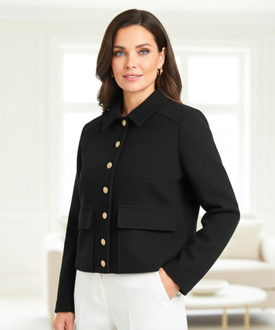 Jaqueta Feminina Alfaiataria Bouclê Elegante Botões | Sky