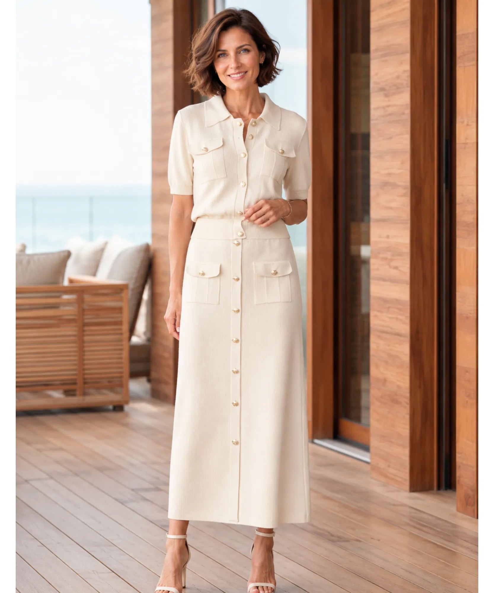 Comprar  Conjunto Tricot Feminino com Saia e Blusa Eleganteem promoção ANELLIMN