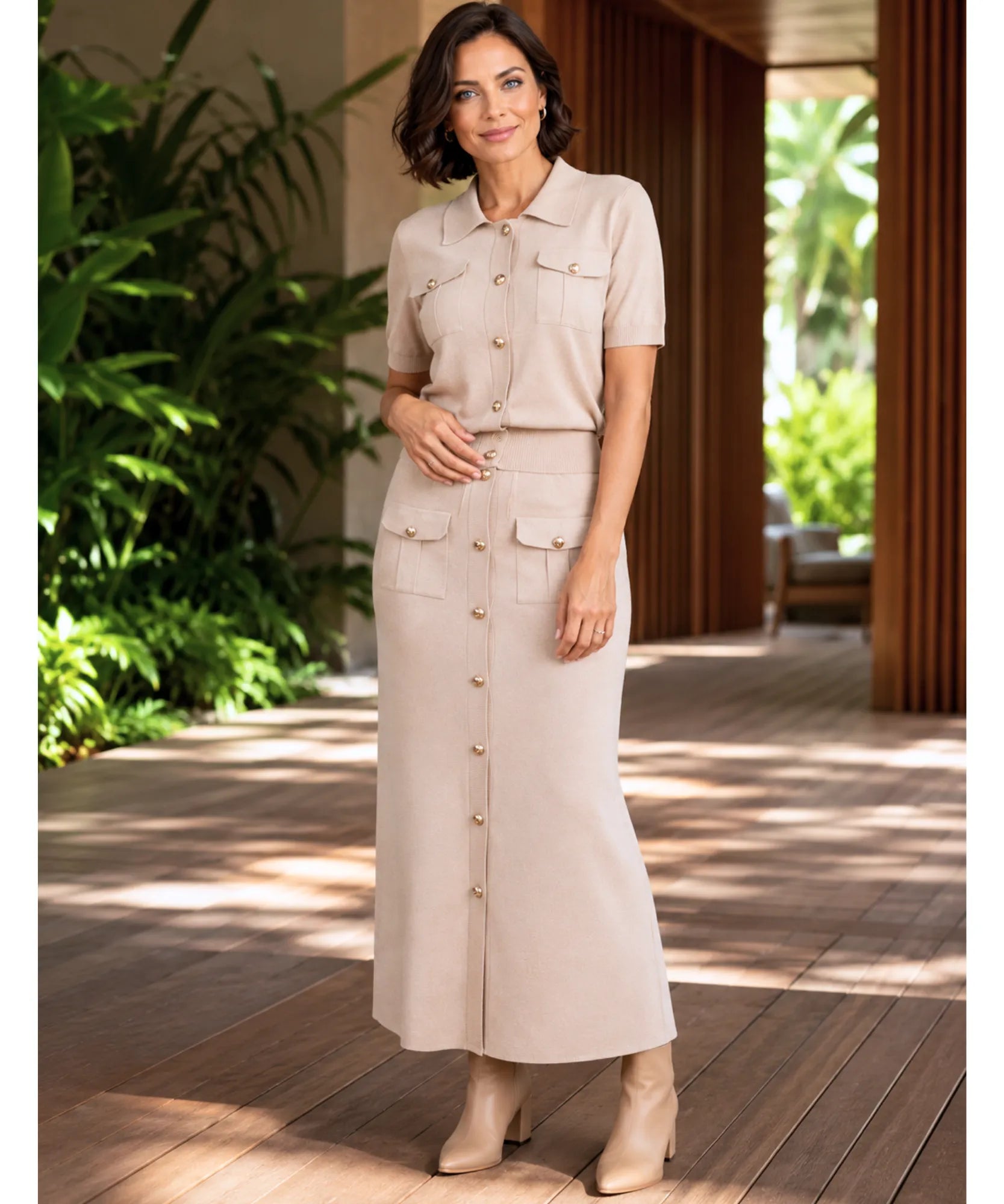 Comprar  Conjunto Tricot Feminino com Saia e Blusa Eleganteem promoção ANELLIMN