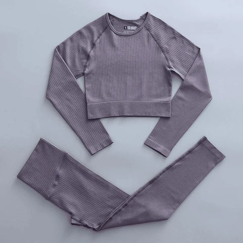 Conjunto Academia Fitness Feminino: Design moderno, composto por 90% Nylon e 10% Spandex. Ideal para treinos variados
