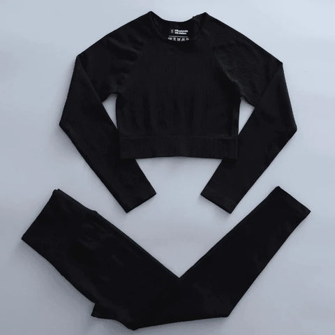 Conjunto Academia Fitness Feminino: Design moderno, composto por 90% Nylon e 10% Spandex. Ideal para treinos variados