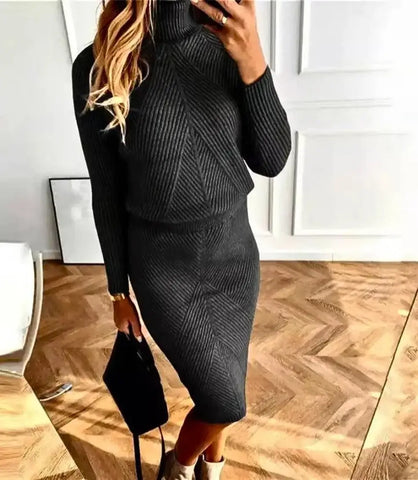 Conjunto Feminino Tricot Saia e Blusa Gola Alta | Adri