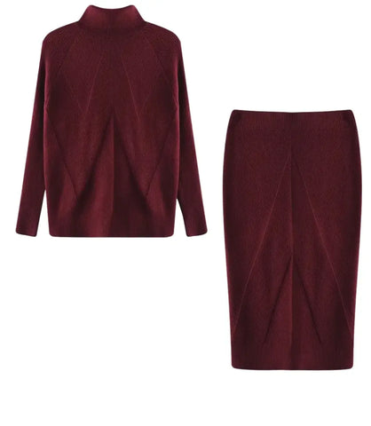 Conjunto Feminino Tricot Saia e Blusa Gola Alta | Adri
