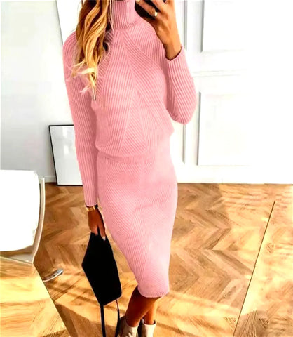Conjunto Feminino Tricot Saia e Blusa Gola Alta | Adri