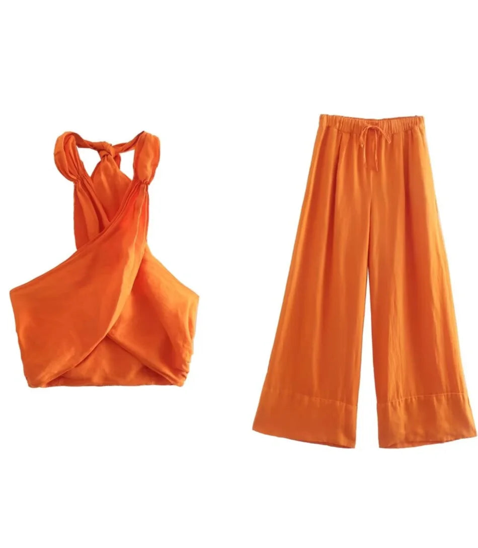 Conjunto Linho Cropped Trançado e Calça Anellimn - Elegância e Conforto para o Verão 2024.