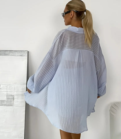 Conjunto Feminino Camisa Oversized e Shorts Algodão para Look Casual