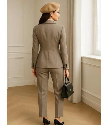 Comprar Conjunto Social Feminino com Alfaiataria Elegante - roupa para trabalho Caqui - ZARA