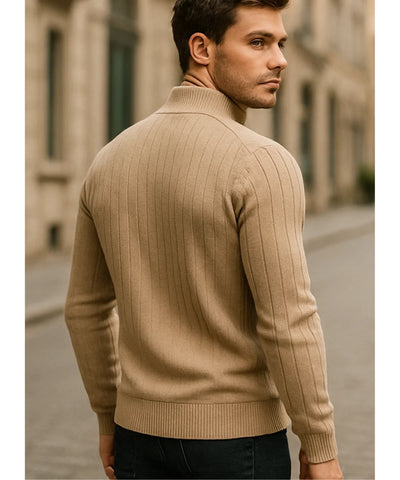 Comprar jaqueta masculina tricot texturizada com zíper para looks casuais elegantes no inverno com conforto e caimento impecável