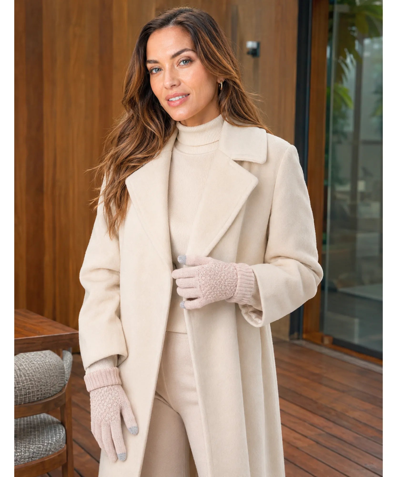 Comprar luva de frio tricotada touchscreen punho canelado forro felpudo textura relevo inverno  ANELLIMN