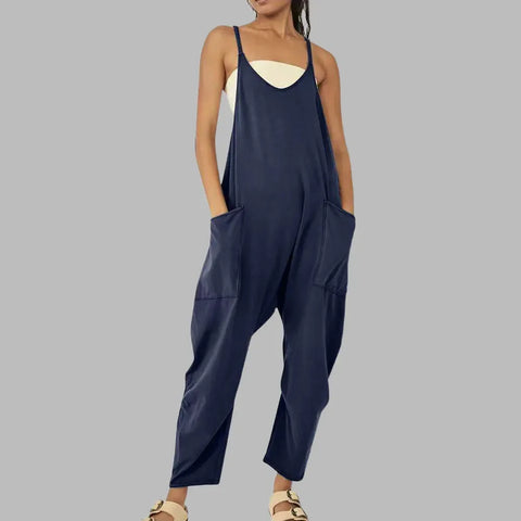 Moda Verão: Macacão Jogger Feminino Casual com Gola V e Bolsos Grandes