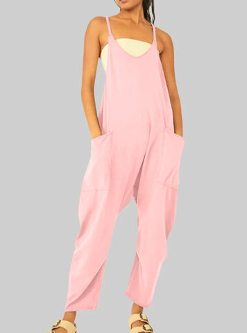 Moda Verão: Macacão Jogger Feminino Casual com Gola V e Bolsos Grandes