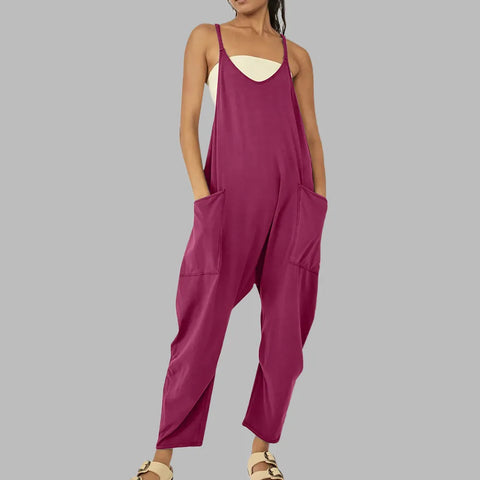 Moda Verão: Macacão Jogger Feminino Casual com Gola V e Bolsos Grandes