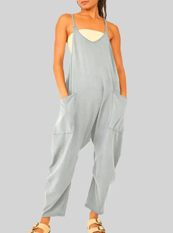 Moda Verão: Macacão Jogger Feminino Casual com Gola V e Bolsos Grandes