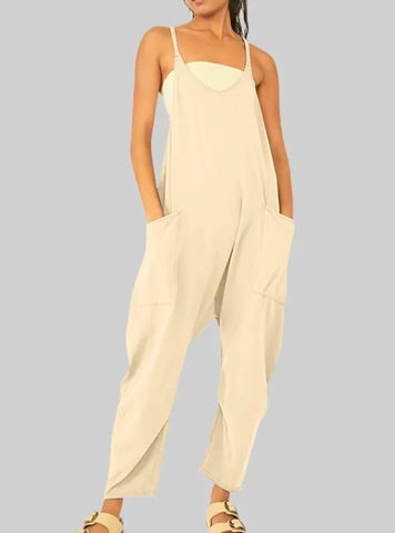 Moda Verão: Macacão Jogger Feminino Casual com Gola V e Bolsos Grandes