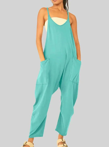 Moda Verão: Macacão Jogger Feminino Casual com Gola V e Bolsos Grandes