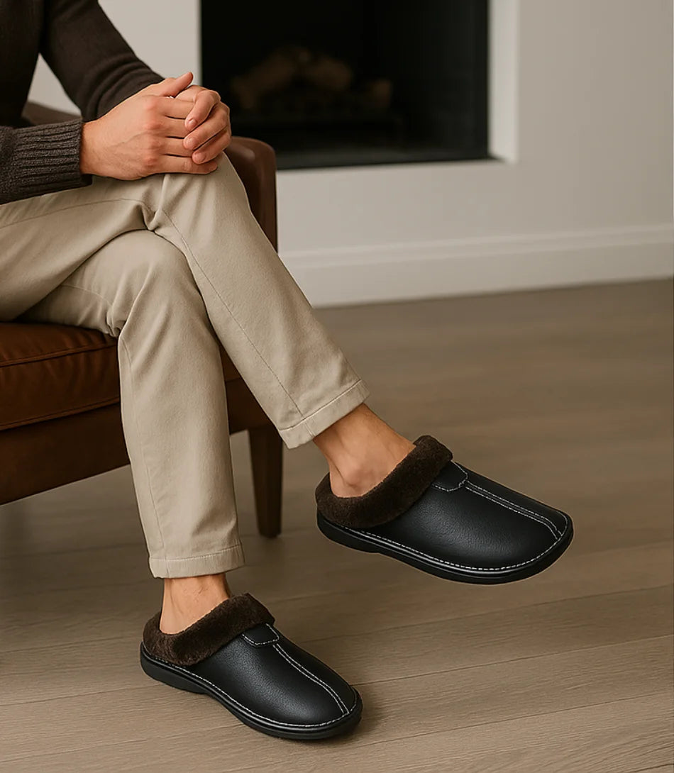 Pantufa Fechada Forrada com Pelúcia Térmica e Solado Antiderrapante