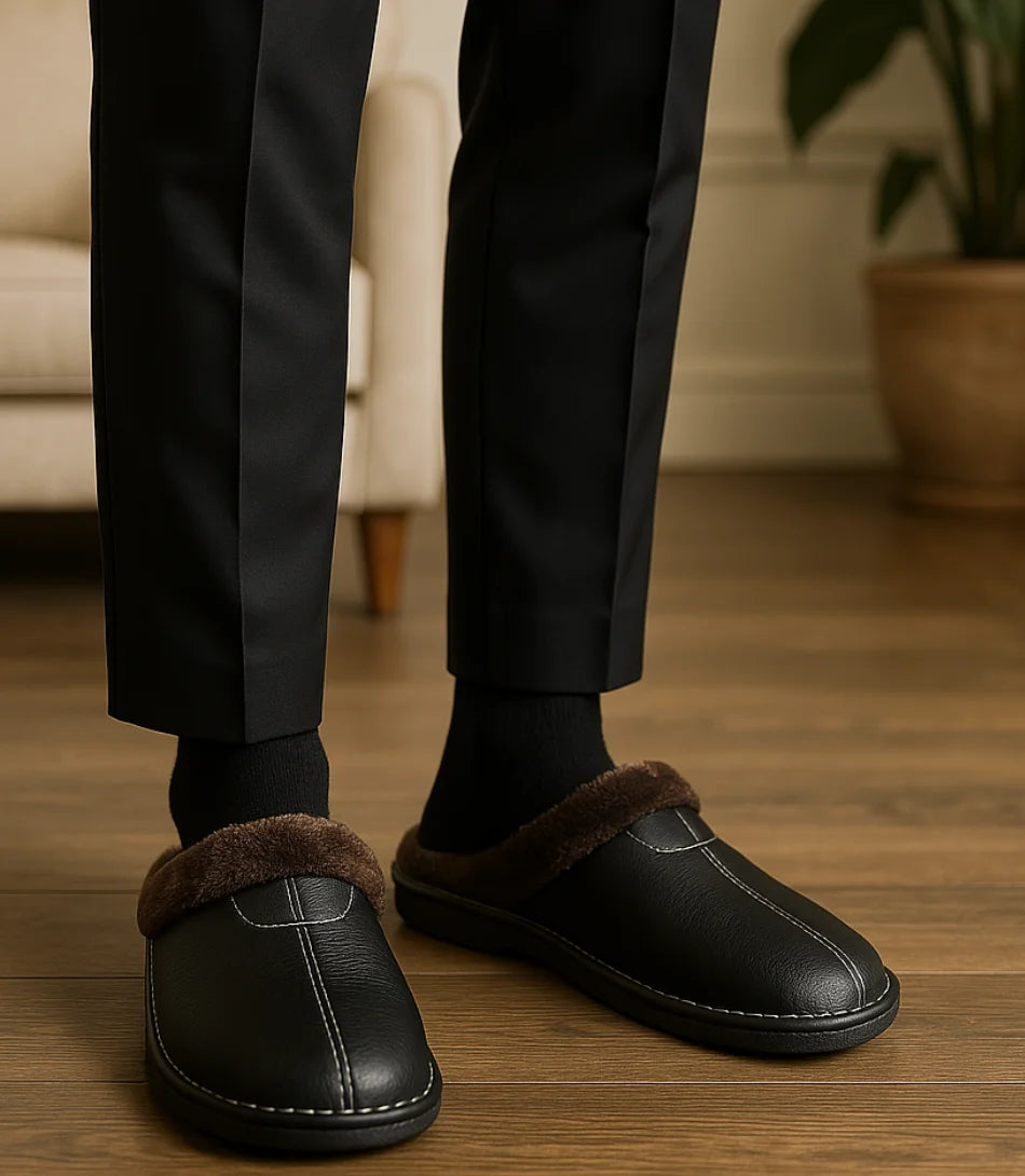 Pantufa Fechada Forrada com Pelúcia Térmica e Solado Antiderrapante