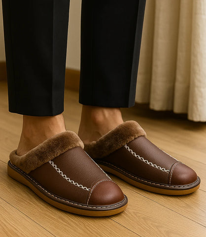 Pantufa Fechada Forrada com Pelúcia Térmica e Solado Antiderrapante