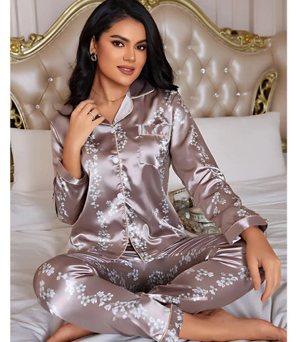 Comprar Pijama Feminino Cetim Longo barato Elegante - Anellimn
