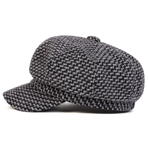 Comprar boina feminina tweed xadrez estilo inglês newsboy copa estruturada 8 painéis outono inverno barata em promoção Anellimn