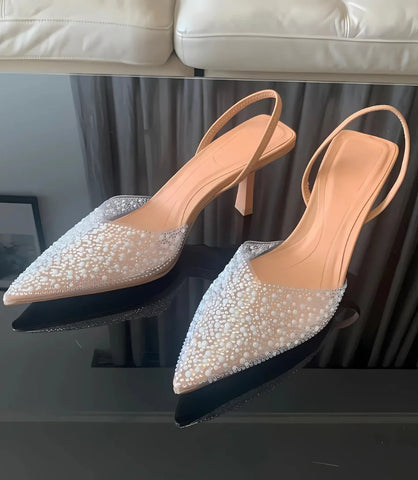 Scarpin Slingback Transparente com Pedrarias Elegante | Ito