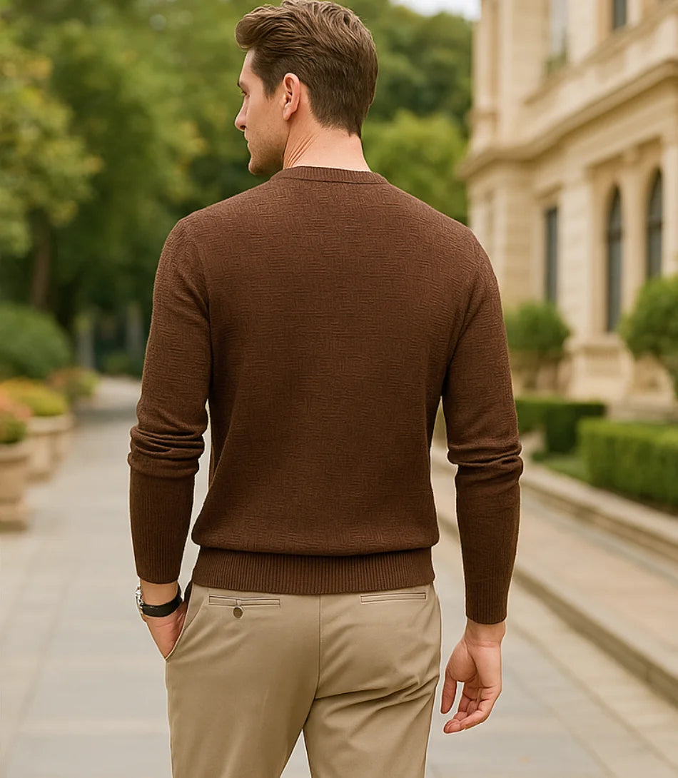 Comprar Suéter Masculino de Tricot Marrom com Forro Térmico para Inverno ZARA