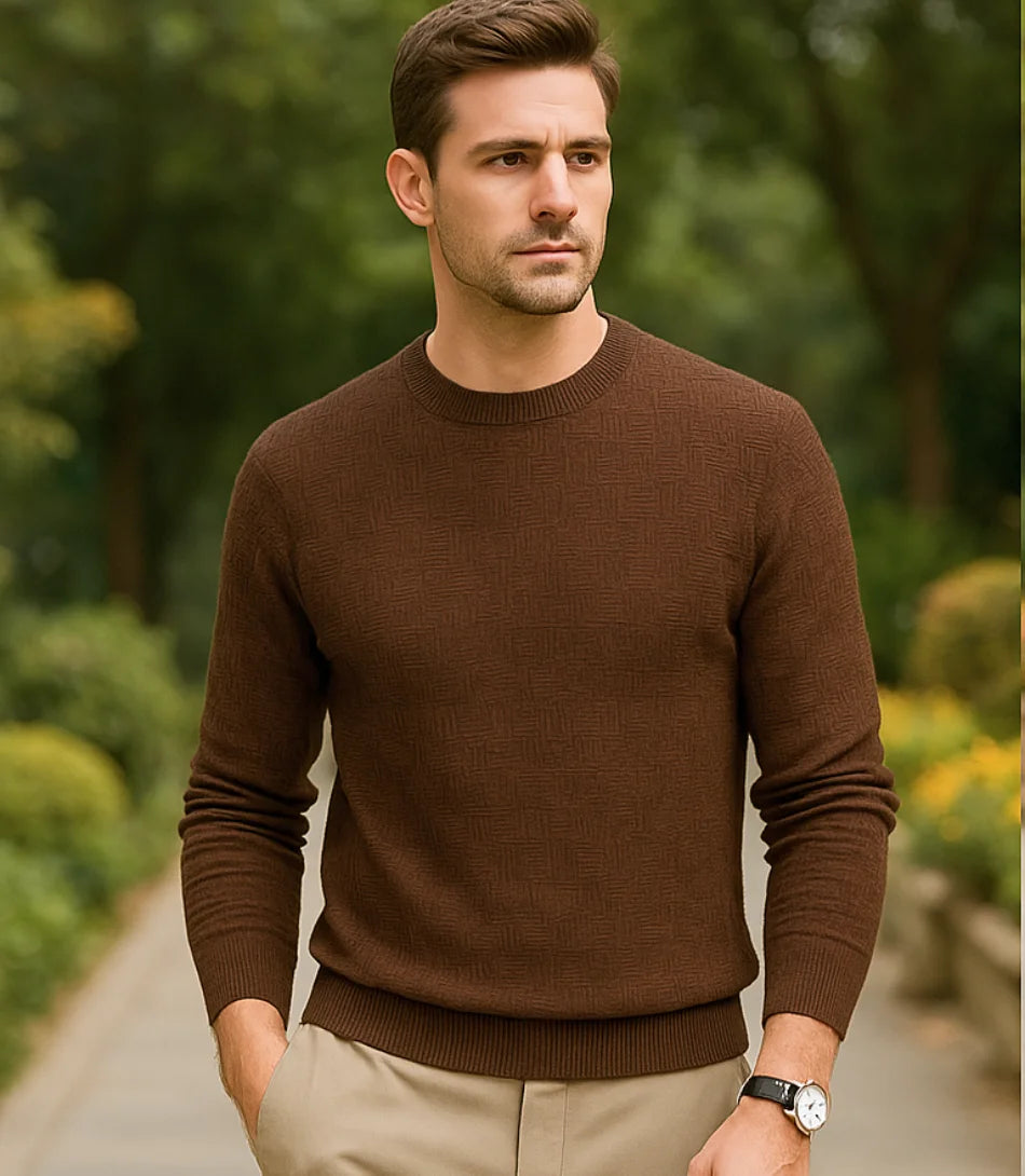 Comprar Suéter Masculino de Tricot Marrom com Forro Térmico para Inverno ZARA
