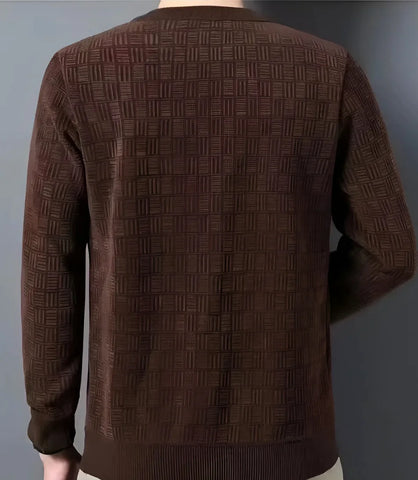 Suéter Masculino de Tricot Térmico para Inverno Marrom