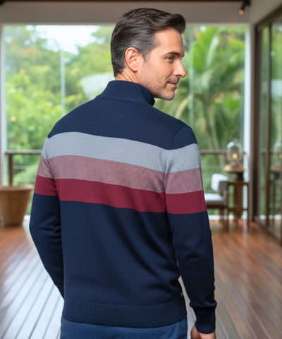 Comprar suéter masculino tricot zíper listrado inverno elegante moderno premium em promoção ZARA