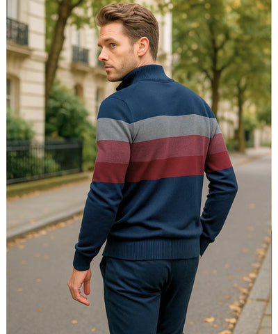 Comprar suéter masculino tricot zíper listrado inverno elegante moderno premium em promoção ZARA
