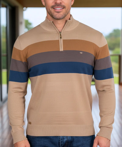 Comprar suéter masculino tricot zíper listrado inverno elegante moderno premium em promoção ZARA