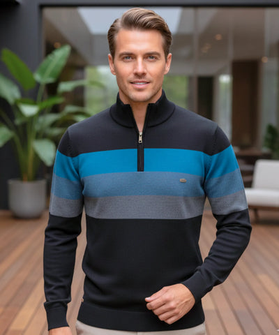 Comprar suéter masculino tricot zíper listrado inverno elegante moderno premium em promoção ZARA