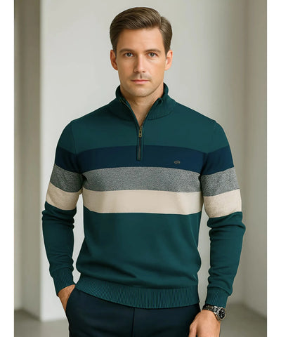 Comprar suéter masculino tricot zíper listrado inverno elegante moderno premium em promoção ZARA

