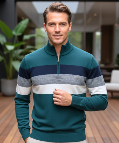 Comprar suéter masculino tricot zíper listrado inverno elegante moderno premium em promoção ZARA