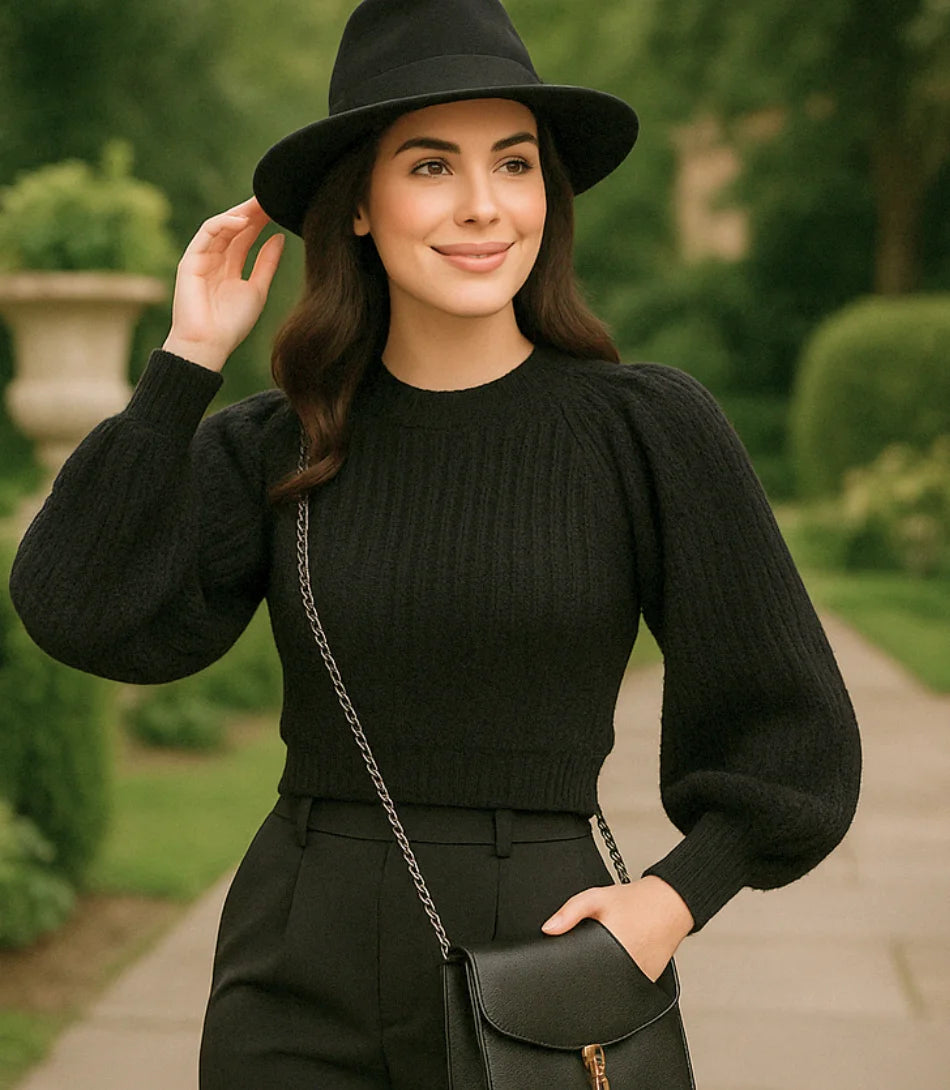 Suéter feminino tricot com textura encorpada e caimento reto para inverno com estilo elegante e casual