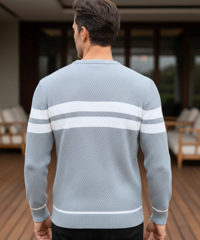 Comprar Suéter masculino tricot com listras texturizadas e gola redonda ANELLIMN