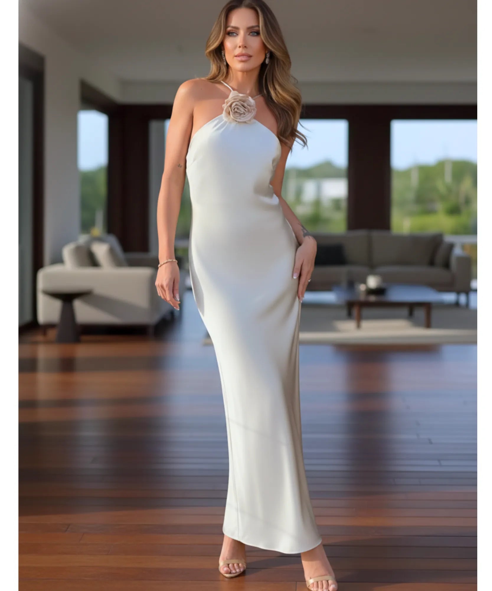 Comprar Vestido Longo de Cetim Elegante para Festas e Casamentos Dia e Convidadas barato em promoção ZARA
