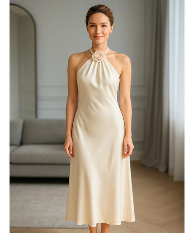 Vestido Longo de Cetim Elegante para Festas e Casamentos | Lavínia