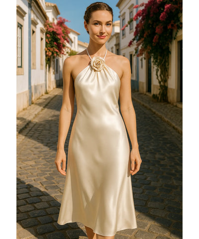 Vestido Longo de Cetim Elegante para Festas e Casamentos | Lavínia