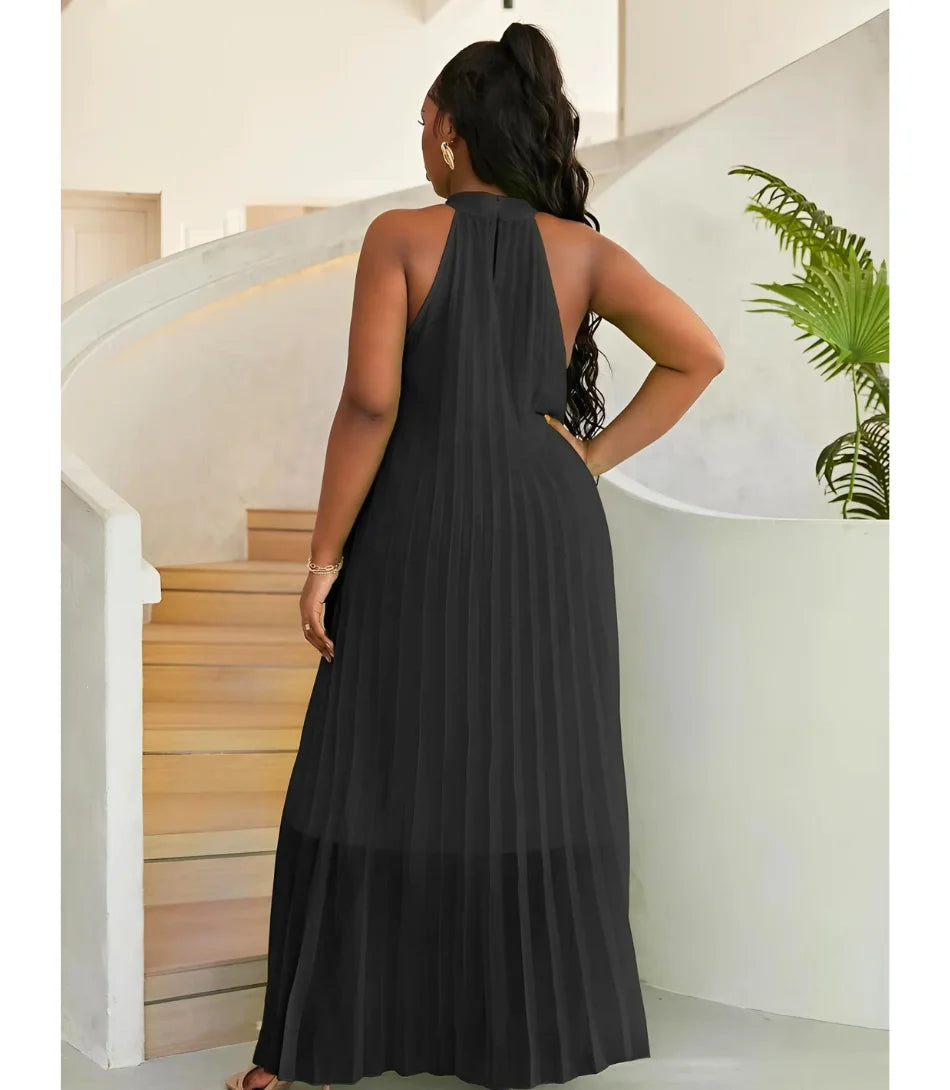 Vestido Longo de Festa Plus Size Plissado para Casamentos e Formaturas