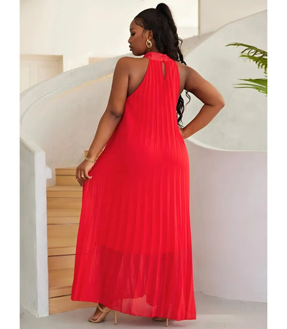 Vestido Longo de Festa Plus Size Plissado para Casamentos e Formaturas